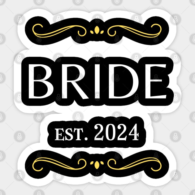 bride to be - to be bride est 2024 Sticker by vaporgraphic